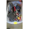 Image 1 : BIN OF MISC. SAWS, TOOLS, BACKUP CAMERA, ETC.