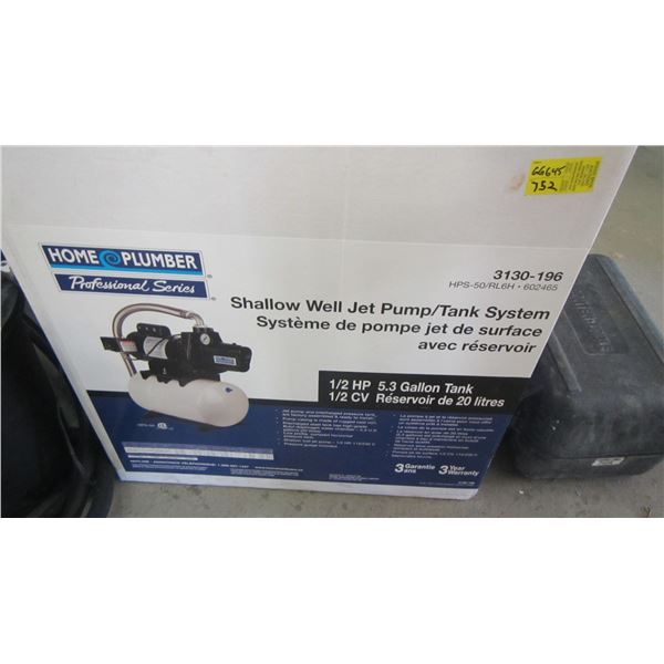 HOME PLUMBER SHALLOW WELL JET PUMP W/TANK, 1/2HP