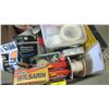 Image 3 : BOX OF MISC. TAPE, ROPE, RAT POISON, ETC.