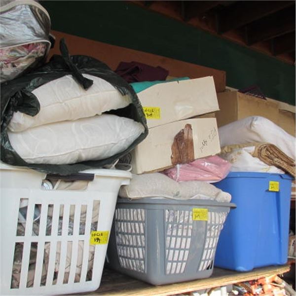 LG. LOT OF MISC. BEDDING SHEETS, PILLOWS, ETC.