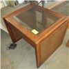 Image 2 : GLASS TOP COFFEE TABLE & END TABLE & A REED BACKED UPHOLSTERED SEAT ARMCHAIR
