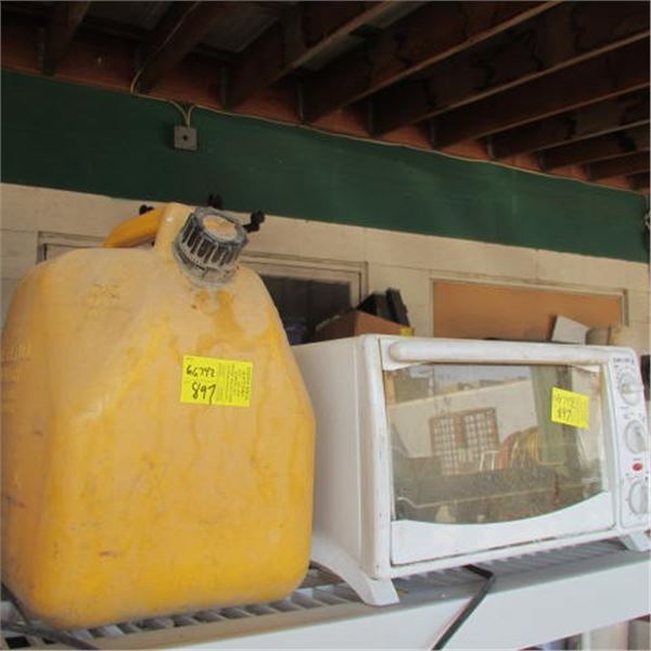 SIDING GAUGES, DIESEL FUEL CONTAINER, TOASTER OVEN, HOSE, ETC.