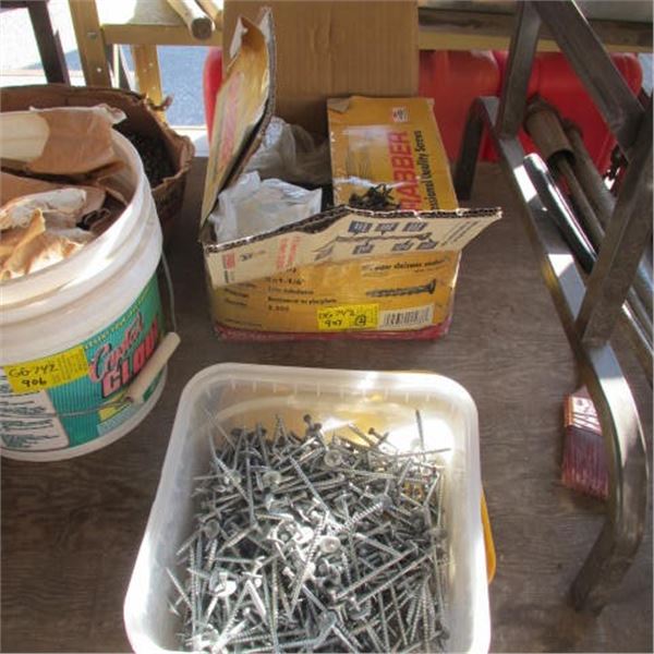 BOX & BIN OF SCREWS