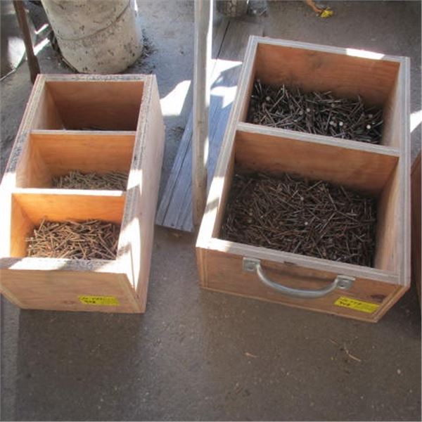 2 WOODEN BOXES W/NAILS