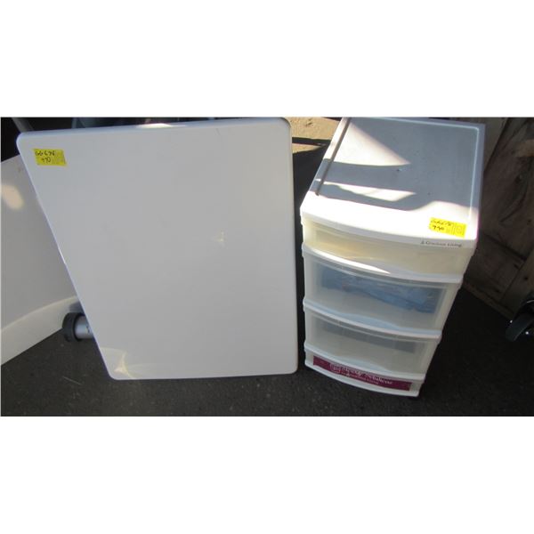 SM FOLDING TABLE & 3 DRAWER PLASTIC STORAGE UNIT