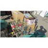 Image 1 : PALLET OF MISC. BRASS & GLASS TABLES, PICTURES, BASKETS, MATERIAL, ETC.