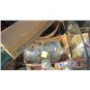 Image 2 : PALLET OF MISC. BRASS & GLASS TABLES, PICTURES, BASKETS, MATERIAL, ETC.