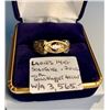 Image 1 : LADIES 14KT SOLITAIRE RING W/GOLD NUGGET ACCENT - .20 TCW w/A - $3,565. - SZ 7 3/4
