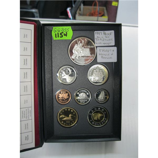 1997 ROYAL CDN MINT PROOF SET (ALL 92.5% SILVER EXCEPT PENNY & LOONIE)