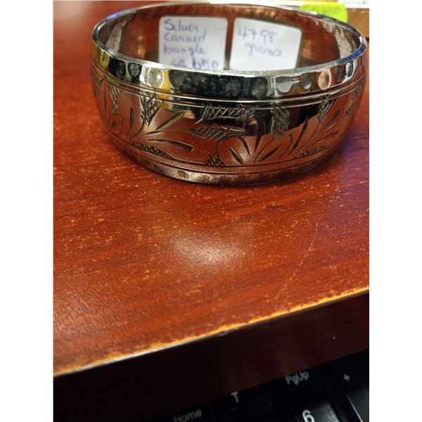 SILVER CARVED BRACELET, 47.98G