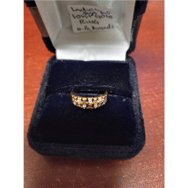 LADIES 10K GOLD RING W/DIAMONDS SZ 6.5