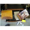 Image 2 : WOODEN MAGAZINE HOLDER, BOX WITH BONANZA DVD SET, WOOD JEWELERY BOX ETC