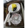 Image 3 : 2 BOXES OF MISC GLASSES, BAKING DISHES, KNIVES, CUPS ETC