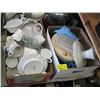 Image 1 : 2 BOXES OF MISC DISHES, PIE STAND, PIE PLATES ETC