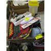 Image 1 : BOX OF MISC KITCHEN UTENSILS, MIXER, CAN OPENER ETC