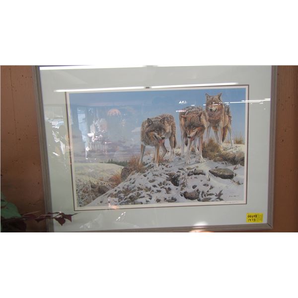 FRAMED SIGNED AND NUMBERED PRINT OF THE WOLVES BY SEEREY-LESTER