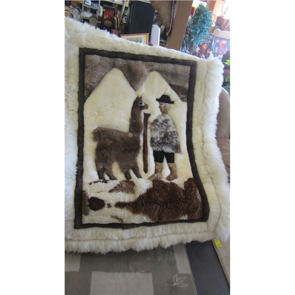 LARGE WALL HANGING DONE WITH ALPACA FUR OF ALPACA HERDER