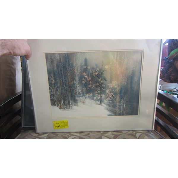 ORIGINAL WATER COLOUR PAINTING OF THE TREES BY P ANDERSON REVELSTOKE