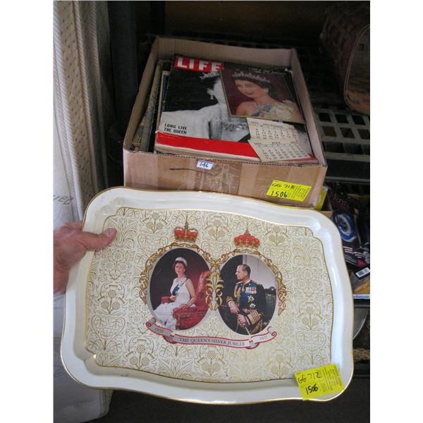 LOT OF ROYALTY MAGAZINES AND A QUEENS SILVER JUBILEE TRAY