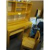 Image 1 : SOLID WOOD DESK WITH CHAIR AND HUTCH.
