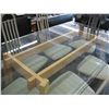Image 2 : WOOD BASE GLASS TOP TABLE AND 6 METAL CHAIRS.