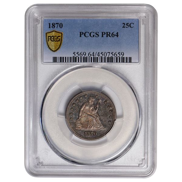 1870 Seated Liberty Quarter PCGS PR64