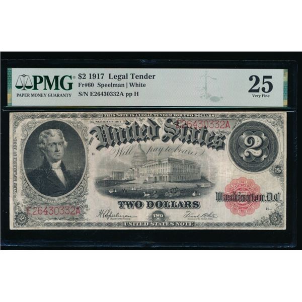 1917 $2 Legal Tender Note PMG 25