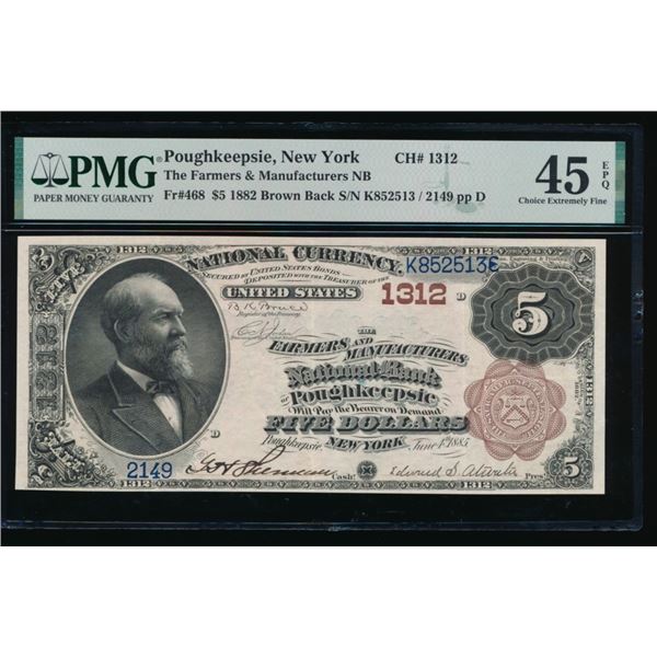 1882 $5 Poughkeepsie NY National PMG 45EPQ