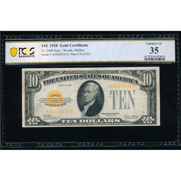 1928 $10 Gold Certificate PCGS 35