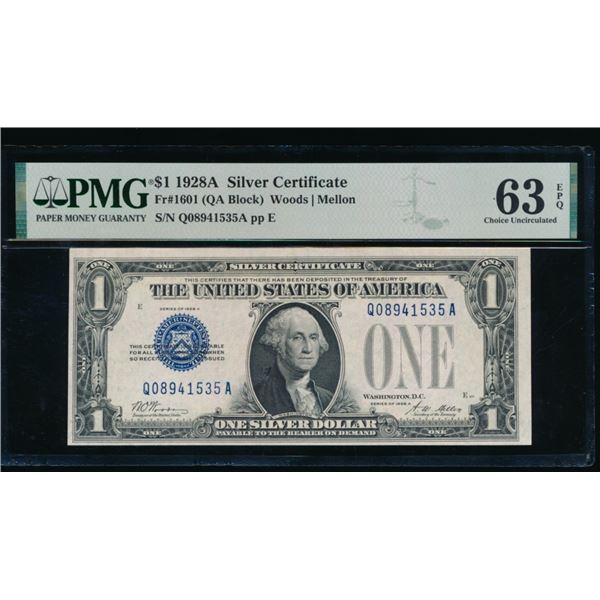 1928A $1 Silver Certificate PMG 63EPQ