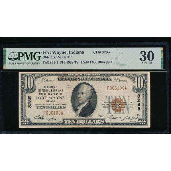 1929 $10 Fort Wayne IN National PMG 30