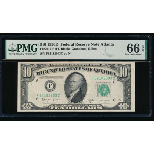 1950D $10 Atlanta FRN PMG 66EPQ