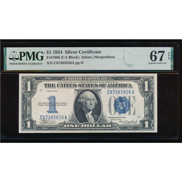 1934 $1 Silver Certificate PMG 67EPQ