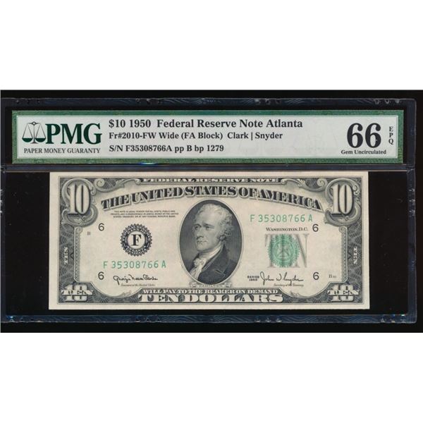 1950 $10 Atlanta FRN PMG 66EPQ