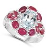 Image 2 : Plated Rhodium Aquamarine Ruby and White Topaz Ring