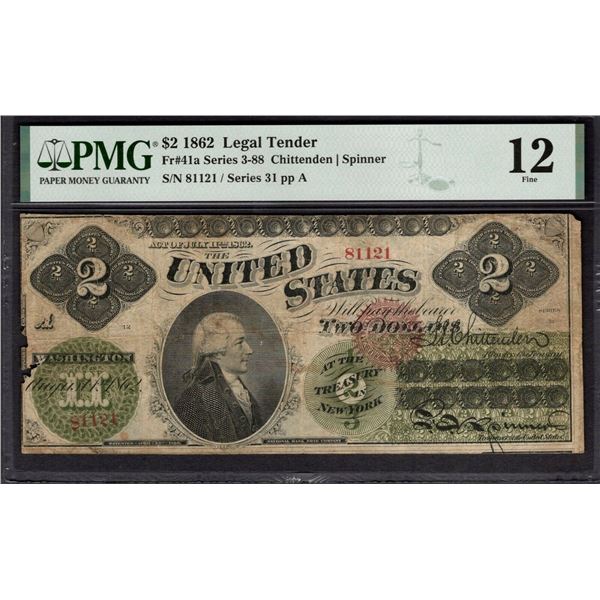 1862 $2 Legal Tender Note PMG 12