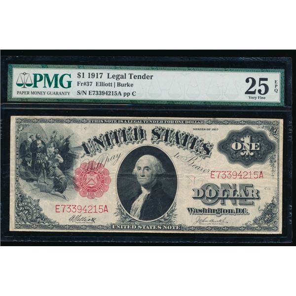 1917 $1 Legal Tender Note PMG 25EPQ