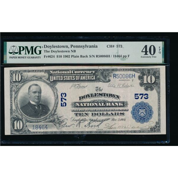 1902 $10 Doylestown PA National PMG 40EPQ