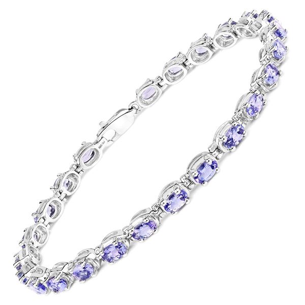 Rhodium Plated 6.00ctw Tanzanite Bracelet