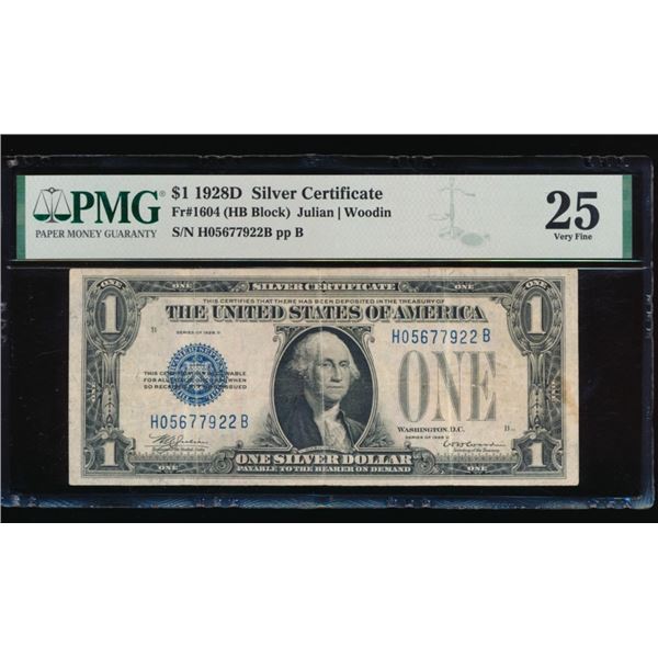 1928D $1 Silver Certificate PMG 25