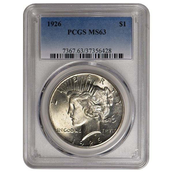 1926 $1 Peace Silver Dollar PCGS MS63