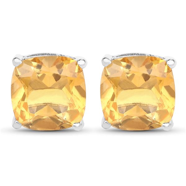 Plated Rhodium 5.80ctw Citrine Earrings