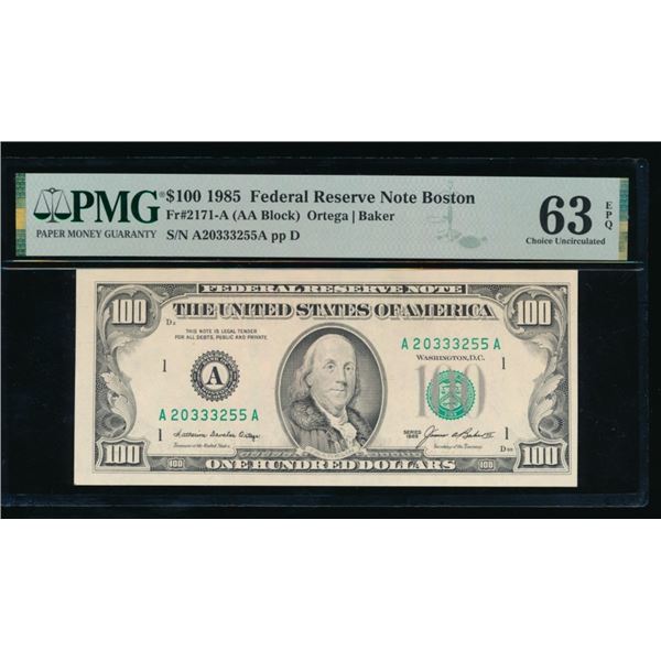 1985 $100 Boston FRN PMG 63EPQ