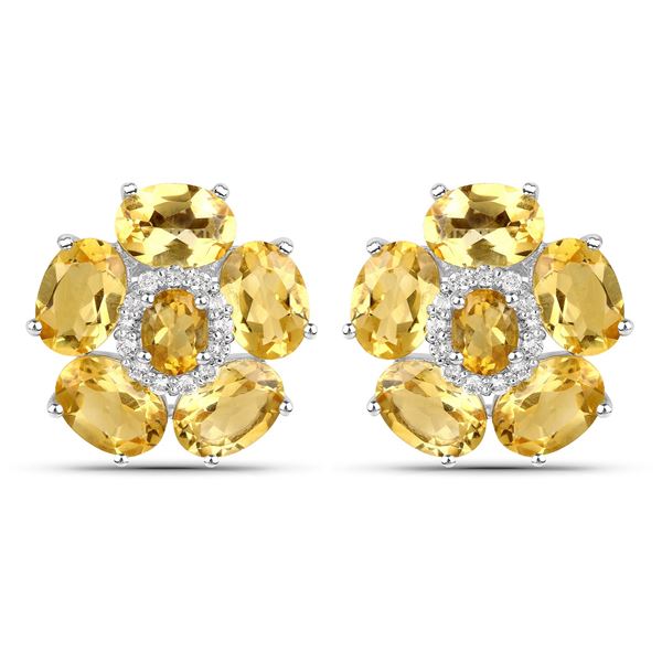 Plated 18KT White Gold 8.66ctw Citrine and Topaz Earrings