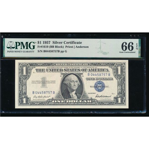 1957 $1 Silver Certificate PMG 66EPQ