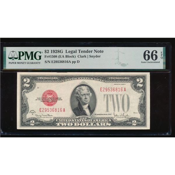 1928G $2 Legal Tender Note PMG 66EPQ