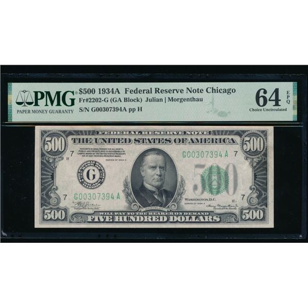 1934A $500 Chicago FRN PMG 64EPQ