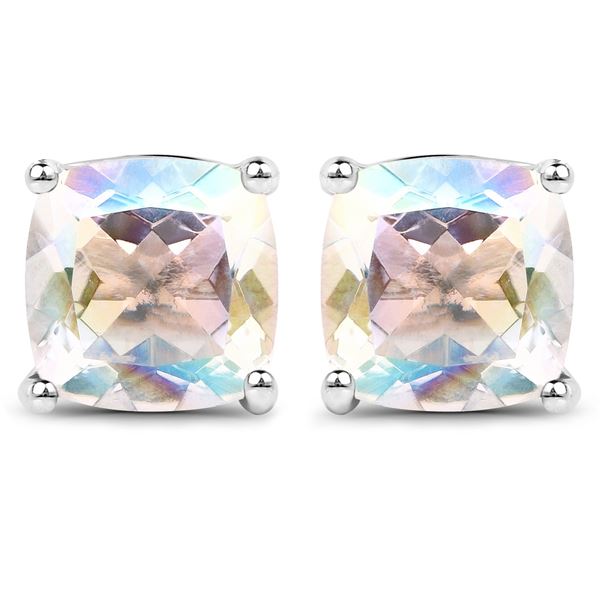 Plated Rhodium 4.20ctw  Rainbow White Mystic Quartz Earrings