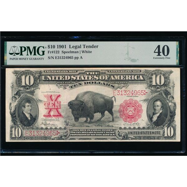 1901 $10 Bison Legal Tender Note PMG 40
