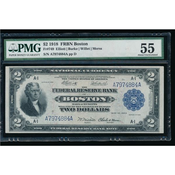 1918 $2 Boston FRBN PMG 55